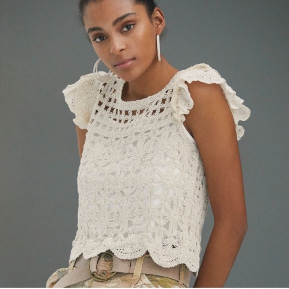 Anthropologie BISHOP + YOUNG
CROCHET CROP TOP XS EUC - Picture 1 of 9